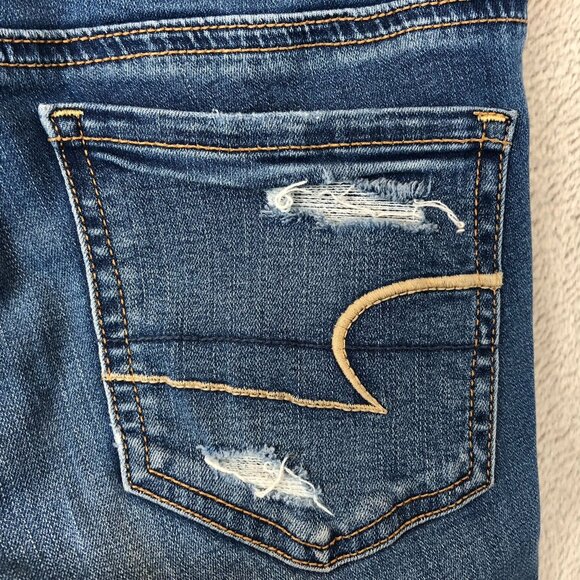 American Eagle Outfitters Womens Jeans Size 00 Blue Denim Distressed Jeggings - Picture 10 of 13